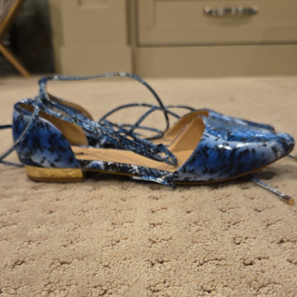 Diba Blue Flats with Strappy Details